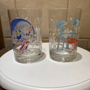McDonald's WALT DISNEY World 25th Anniversary Glasses Remember The Magic x 2